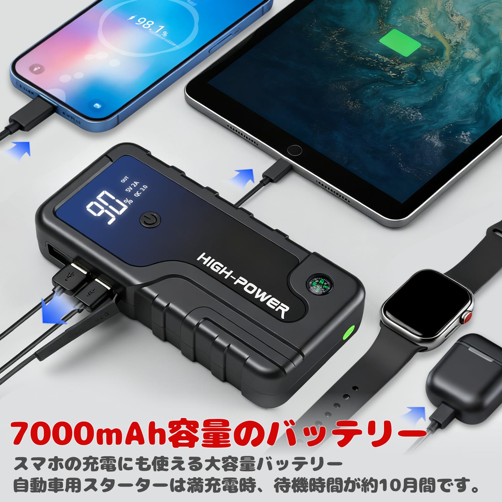 Amazon | PSE認証済 12V 車用ジャンプスターター エンジンスターター